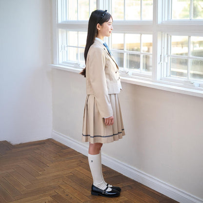 【畢業服】拼接褶皺連衣裙