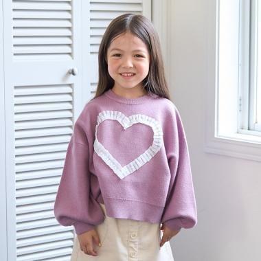 【像棉花糖般的穿著感】【可機洗】愛心蝴蝶結拼接圖案毛衣
