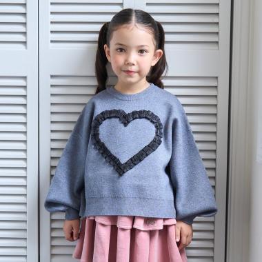 【像棉花糖般的穿著感】【可機洗】愛心蝴蝶結拼接圖案毛衣