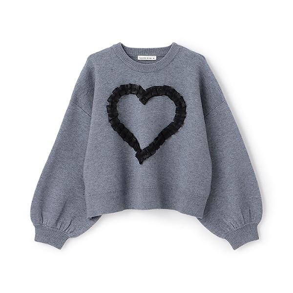 【像棉花糖般的穿著感】【可機洗】愛心蝴蝶結拼接圖案毛衣