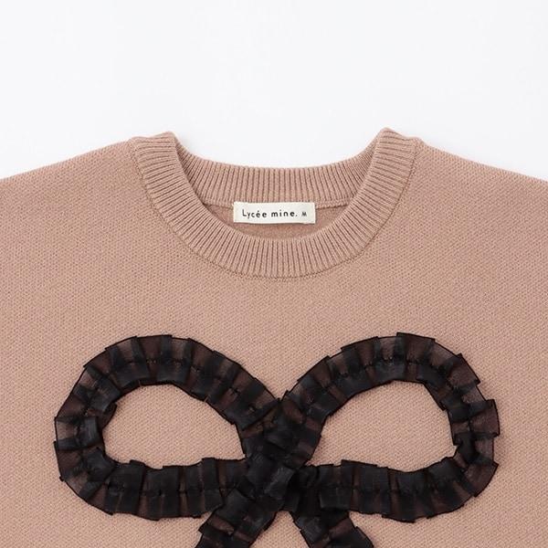 【像棉花糖般的穿著感】【可機洗】愛心蝴蝶結拼接圖案毛衣