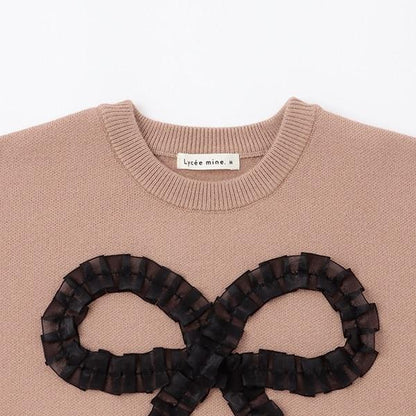 【像棉花糖般的穿著感】【可機洗】愛心蝴蝶結拼接圖案毛衣