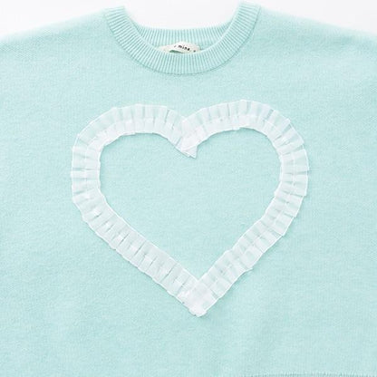 【像棉花糖般的穿著感】【可機洗】愛心蝴蝶結拼接圖案毛衣