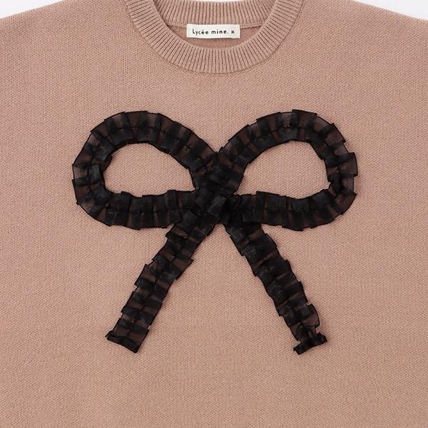 【像棉花糖般的穿著感】【可機洗】愛心蝴蝶結拼接圖案毛衣