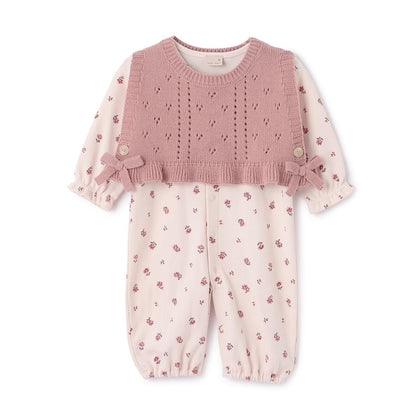 附針織背心兩用連體衣