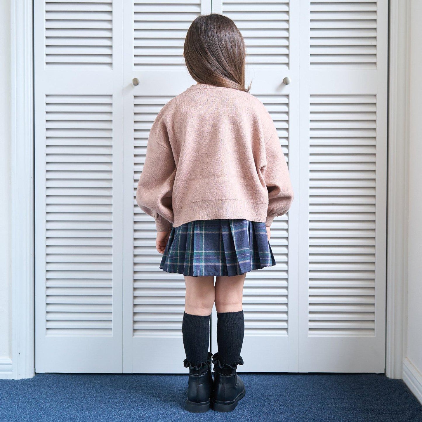 【像棉花糖般的穿著感】【可機洗】愛心蝴蝶結拼接圖案毛衣