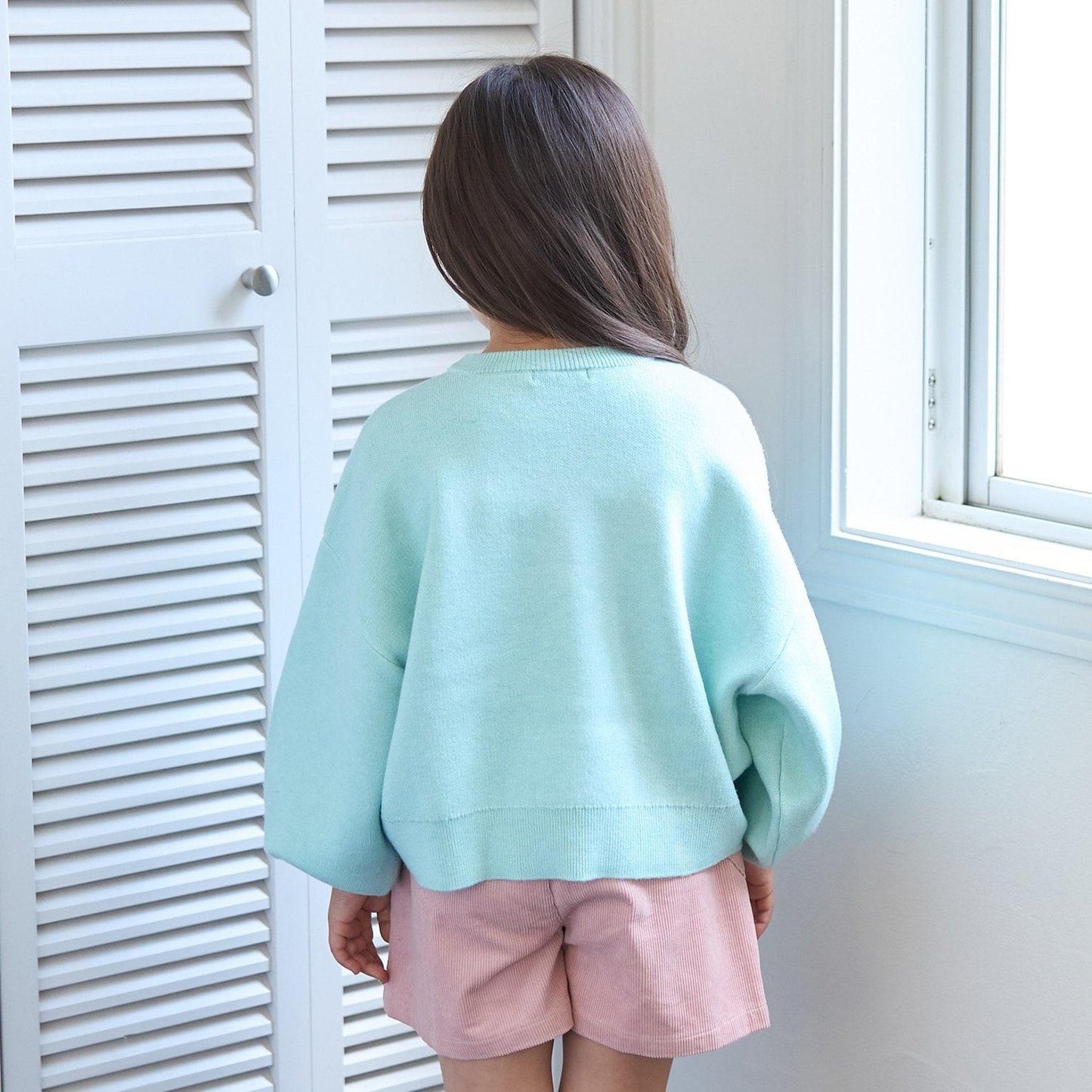 【像棉花糖般的穿著感】【可機洗】愛心蝴蝶結拼接圖案毛衣