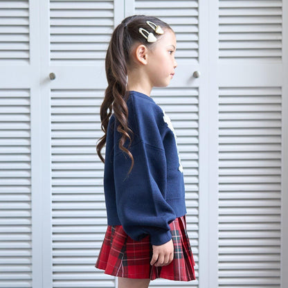 【像棉花糖般的穿著感】【可機洗】愛心蝴蝶結拼接圖案毛衣