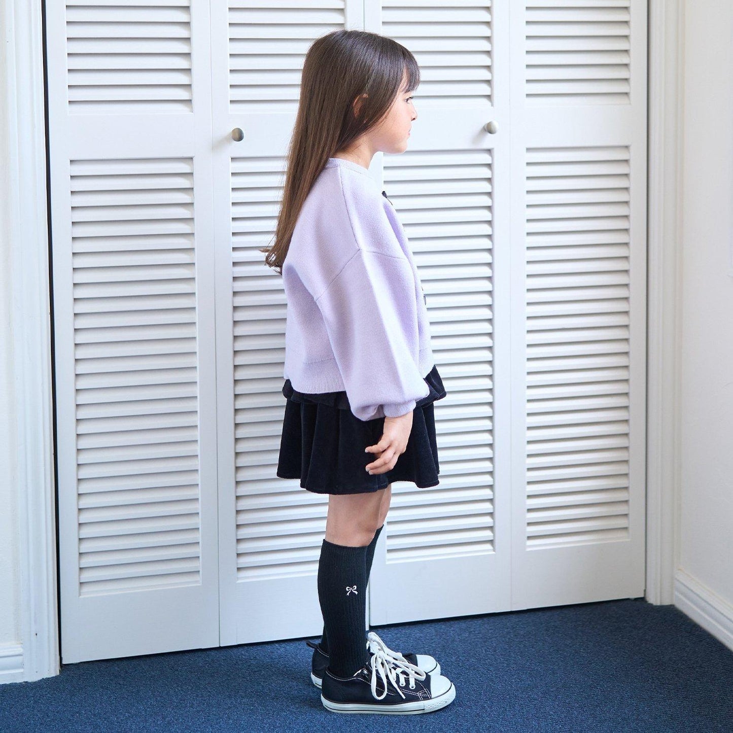 【像棉花糖般的穿著感】【可機洗】愛心蝴蝶結拼接圖案毛衣