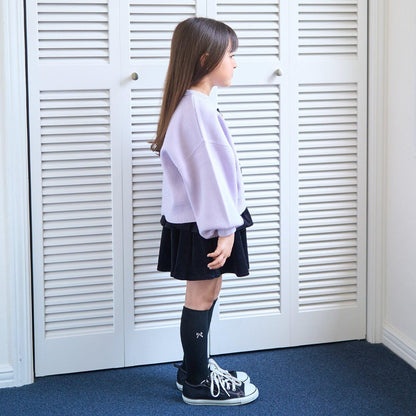 【像棉花糖般的穿著感】【可機洗】愛心蝴蝶結拼接圖案毛衣