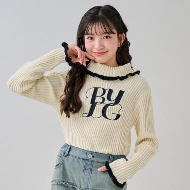 徽標刺繡羅紋針織衫