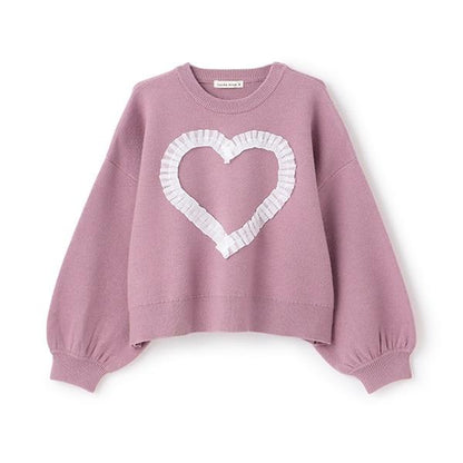 【像棉花糖般的穿著感】【可機洗】愛心蝴蝶結拼接圖案毛衣