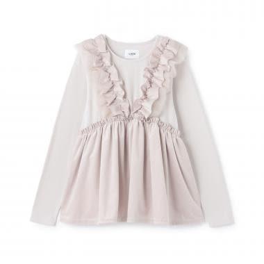 【リンク】拼接荷葉邊長款上衣