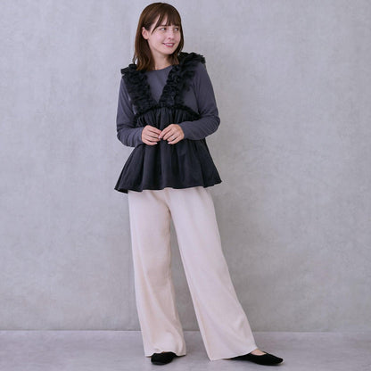 【リンク】拼接荷葉邊長款上衣