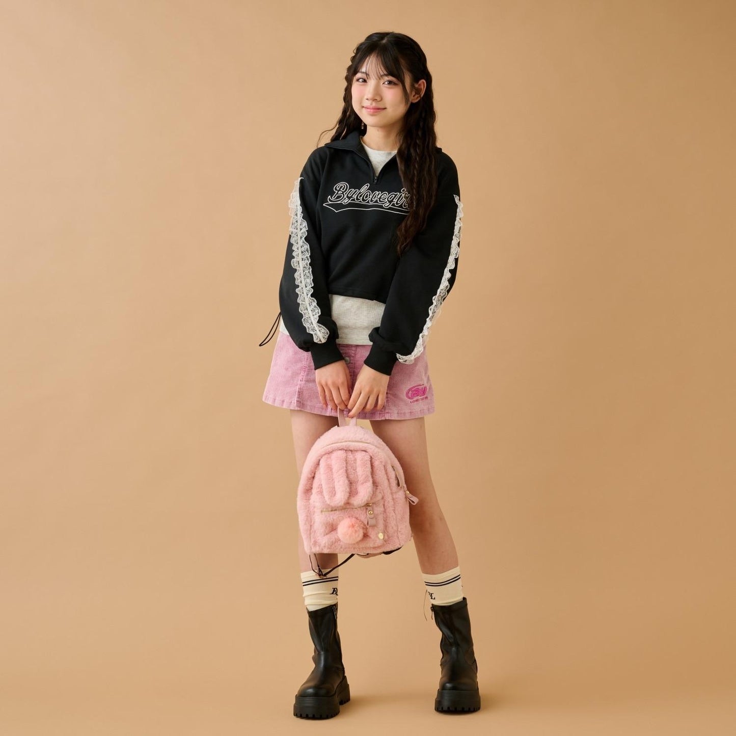 兔耳朵毛絨雙肩包