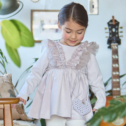 【リンク】拼接荷葉邊長款上衣