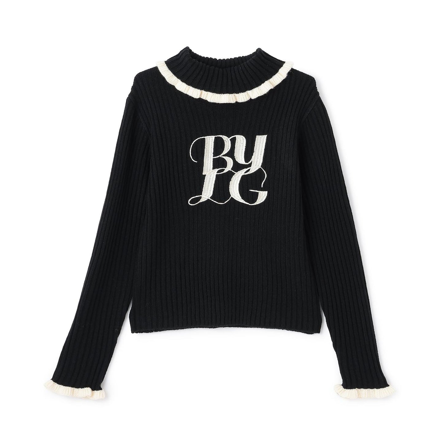 徽標刺繡羅紋針織衫