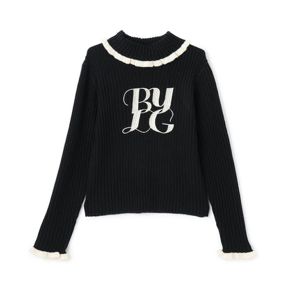 徽標刺繡羅紋針織衫