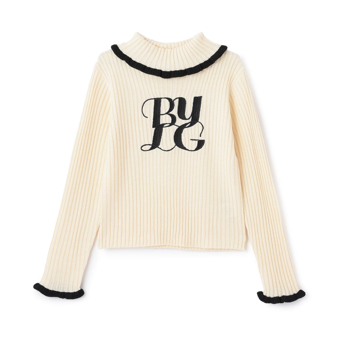 徽標刺繡羅紋針織衫