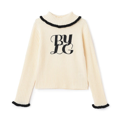 徽標刺繡羅紋針織衫