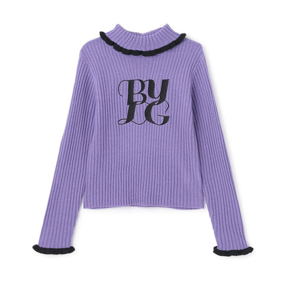 徽標刺繡羅紋針織衫