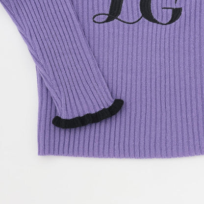 徽標刺繡羅紋針織衫