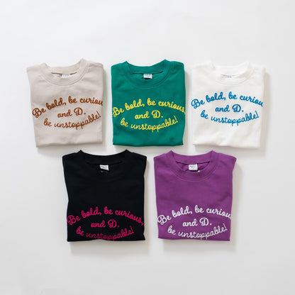 【USA棉】鏈式刺繡標誌寬鬆長袖T恤
