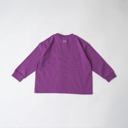 【USA棉】鏈式刺繡標誌寬鬆長袖T恤