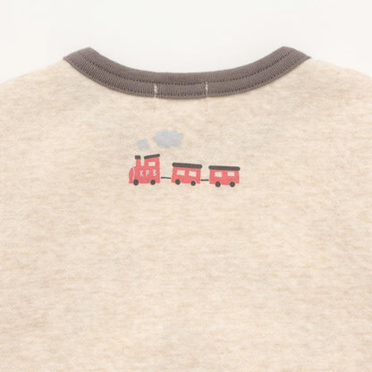 電車刺繡拼接長袖T恤