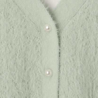 【AMI】長毛針織開衫×長袖T恤套裝