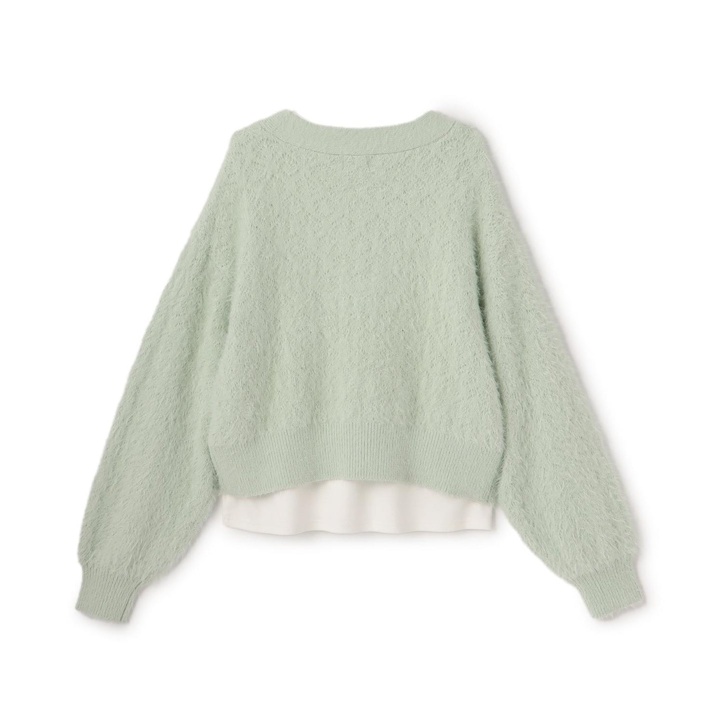 【AMI】長毛針織開衫×長袖T恤套裝