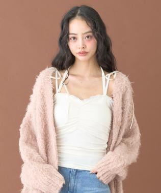 肩帶蝴蝶結褶皺吊帶背心【韓國時尚】