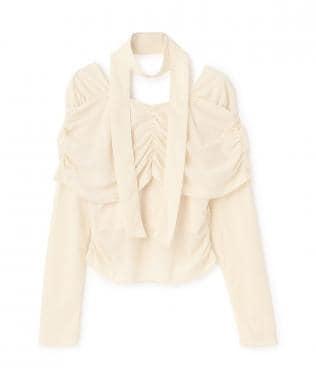 蝴蝶結褶皺一字肩上衣【韓國時尚】