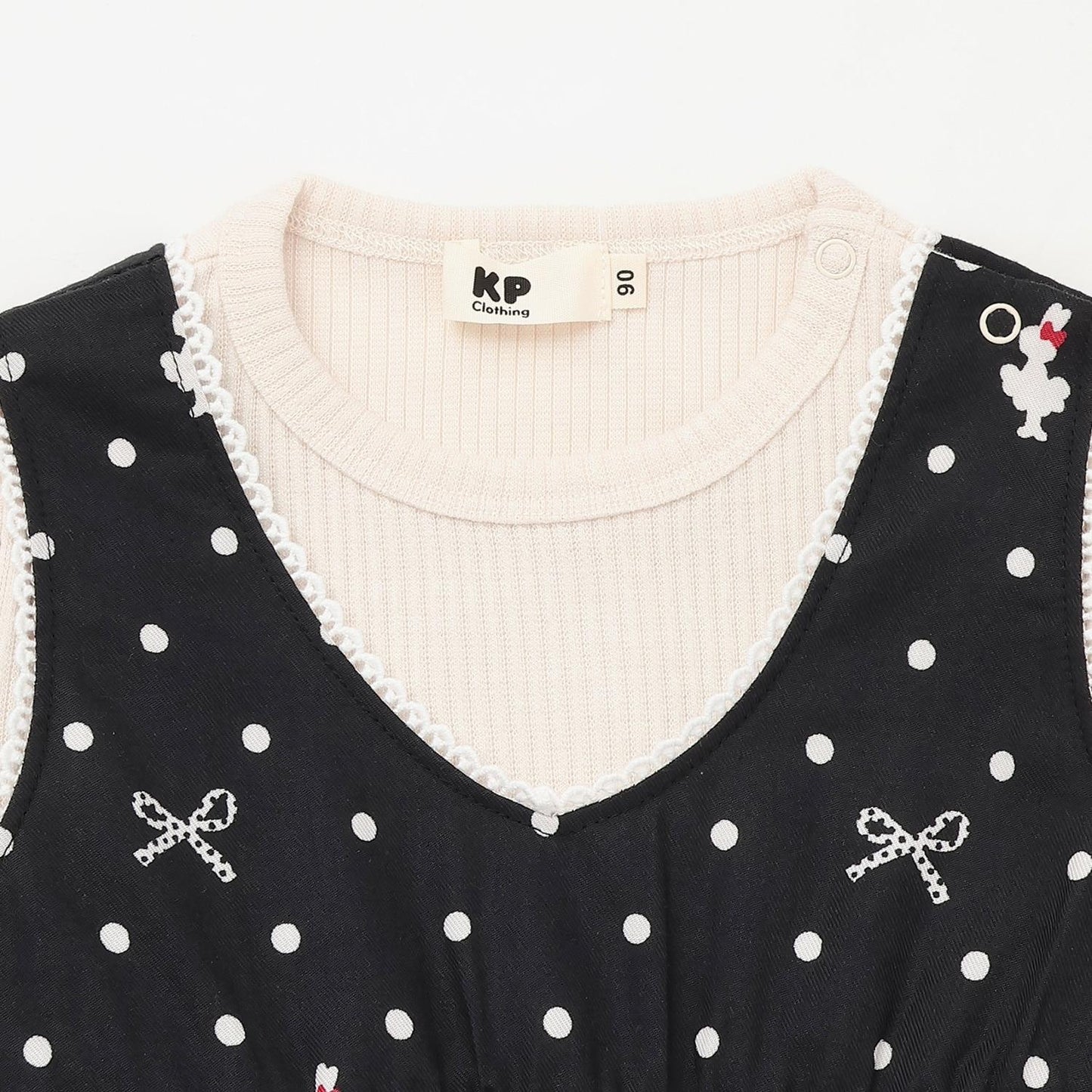 波點蝴蝶結圖案層疊風格長款上衣