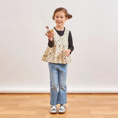 波點蝴蝶結圖案層疊風格長款上衣