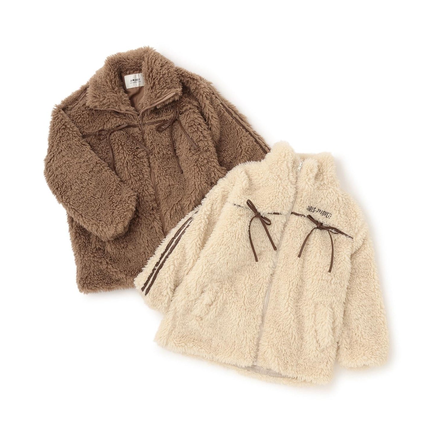 蝴蝶結點綴毛絨外套