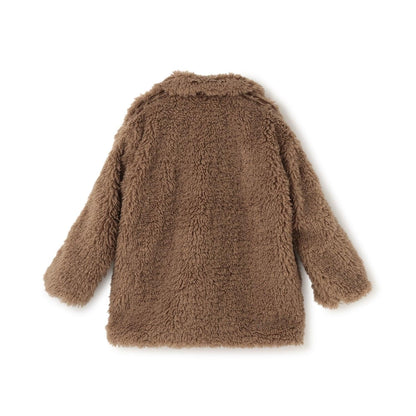 蝴蝶結點綴毛絨外套