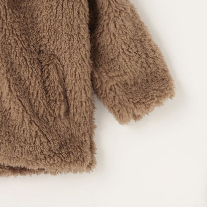 蝴蝶結點綴毛絨外套