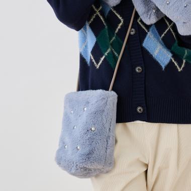 仿皮草迷你單肩包