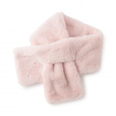 珍珠裝飾仿皮草領巾