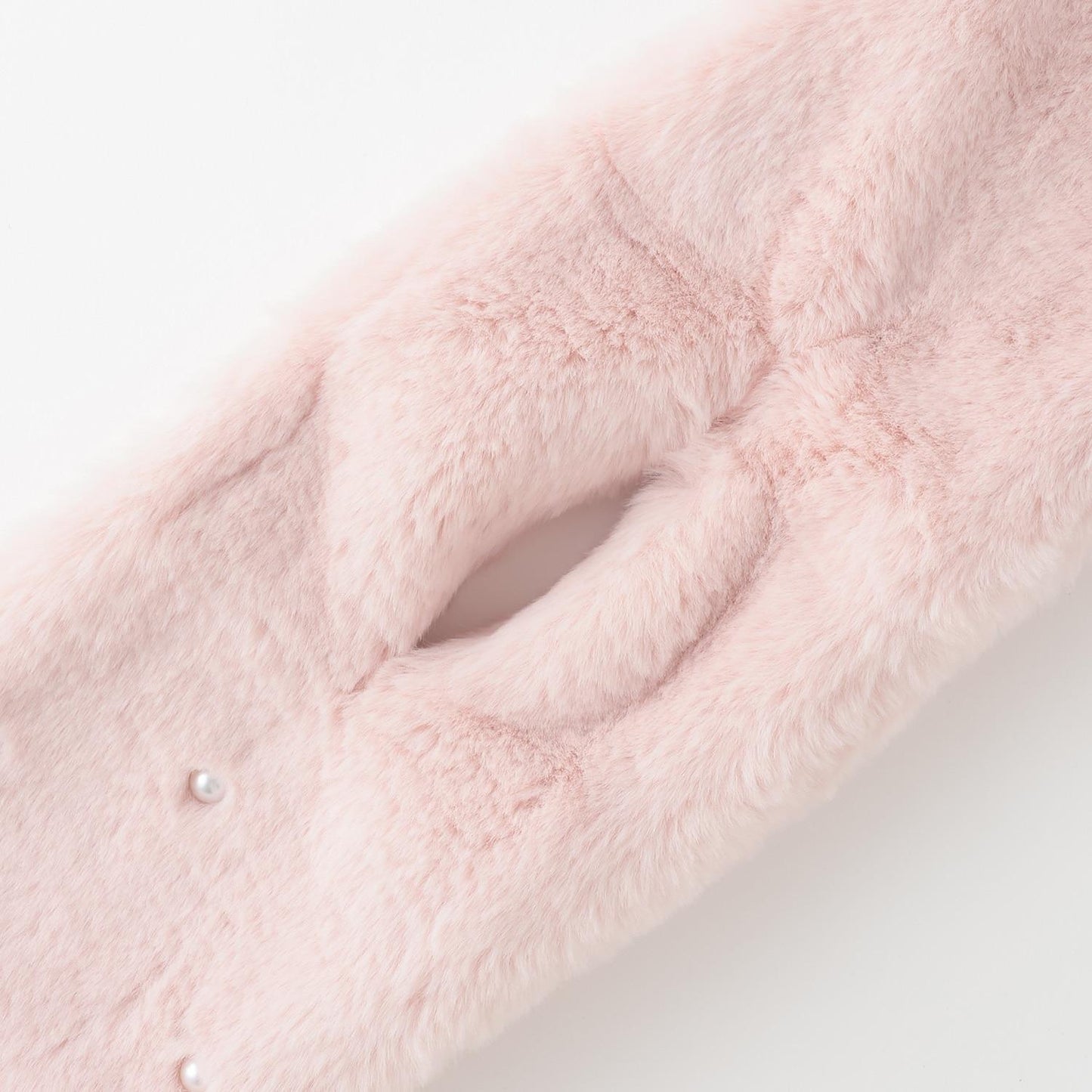 珍珠裝飾仿皮草領巾