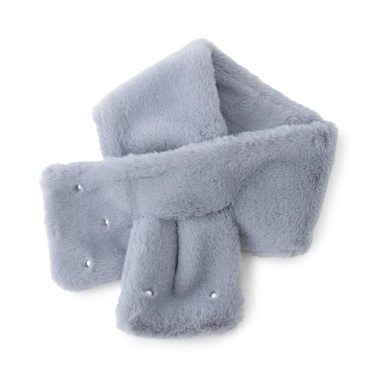 珍珠裝飾仿皮草領巾