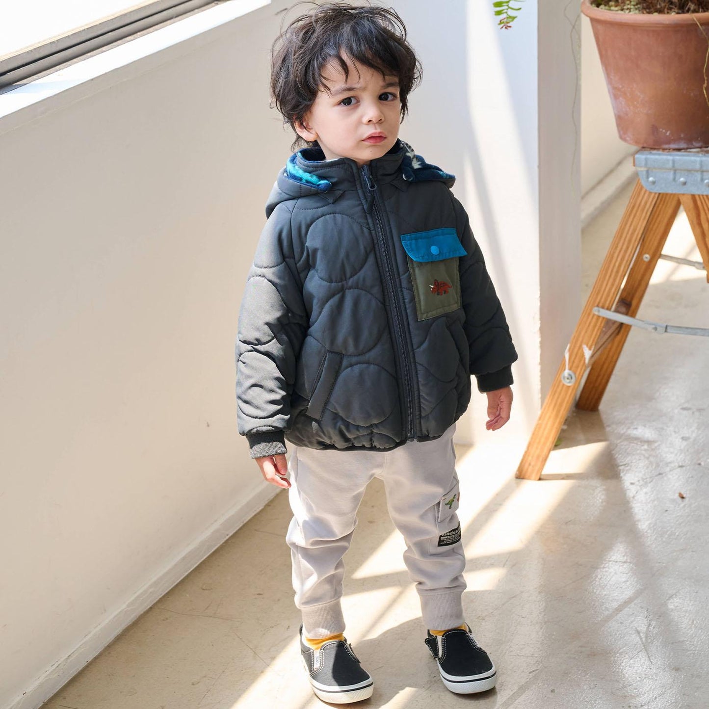 恐龍雙面可穿中棉夾克