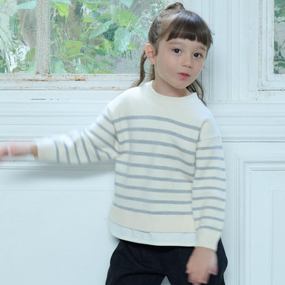 【可水洗】條紋針織衫