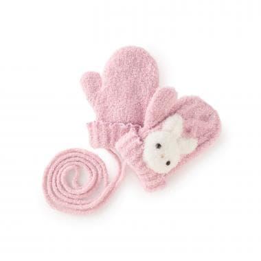 帶毛絨兔子玩偶的棉花糖針織手套