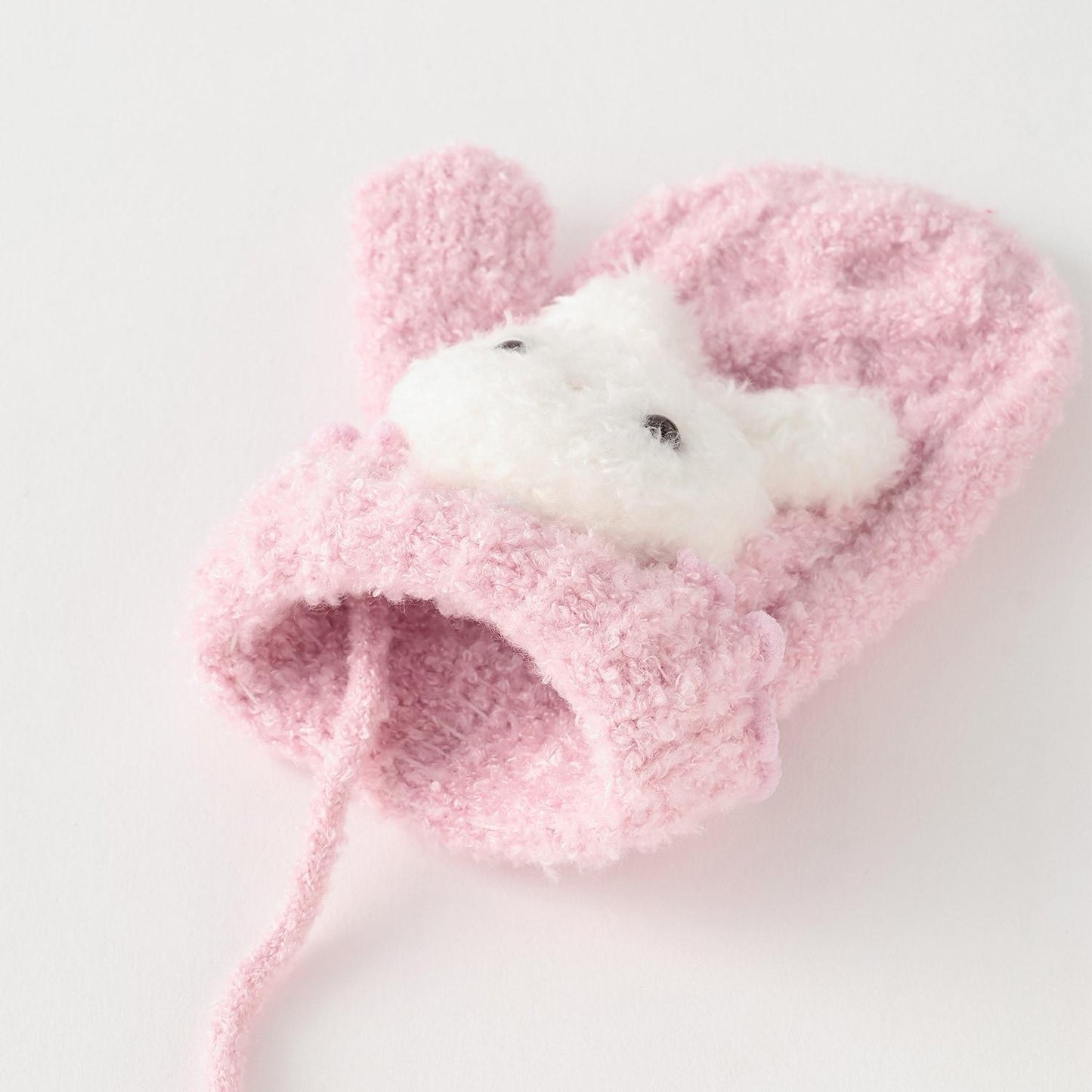 帶毛絨兔子玩偶的棉花糖針織手套