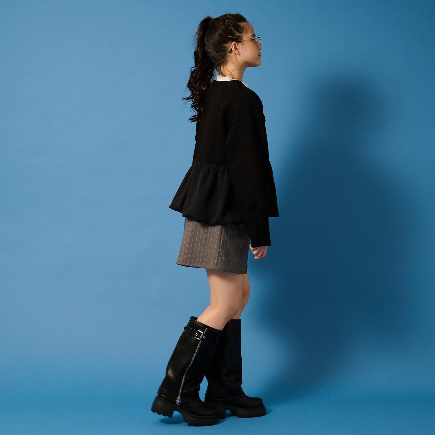 【AMI】厚棉氣球袖拉鍊開衫