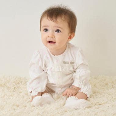 【BOX付】蝴蝶結玫瑰花紋2用連體衣&襪子套裝