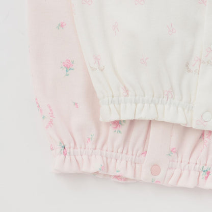 【BOX付】蝴蝶結玫瑰花紋2用連體衣&襪子套裝