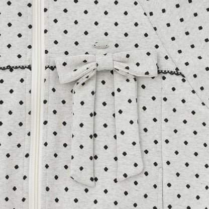 波點提花夾克（附蝴蝶結胸針）